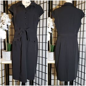 Beautiful Black Collared Cap Sleeved Dress sz M